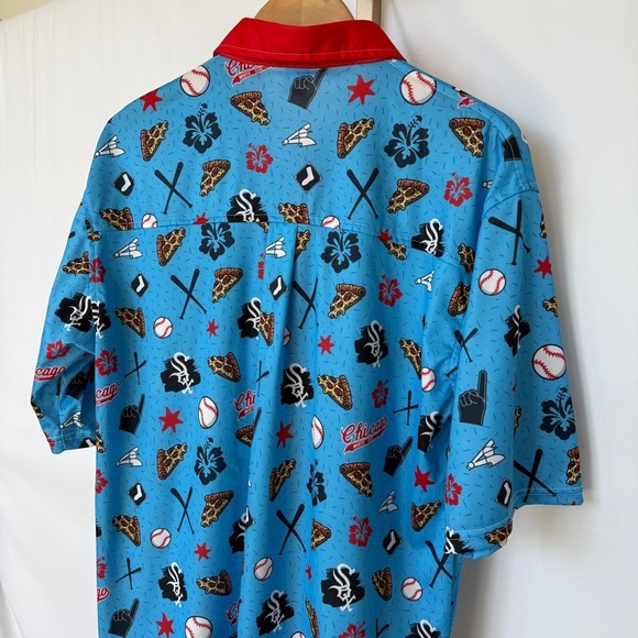 Chicago White Sox Men's Hawaiian Button-Up Shirt Blue Size M MLB Game Day Casual - Picture 8 of 10
